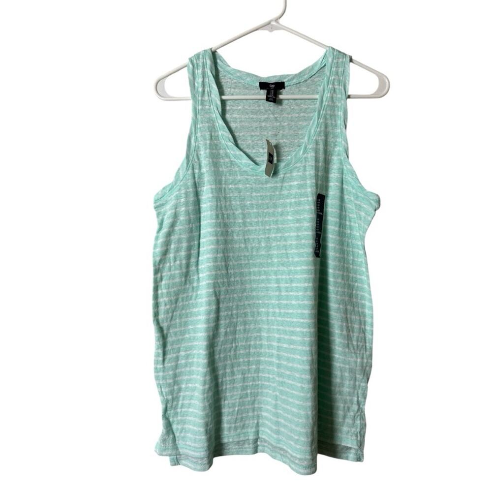 GAP Mint Green and White Sleeveless Tank Top Sz M